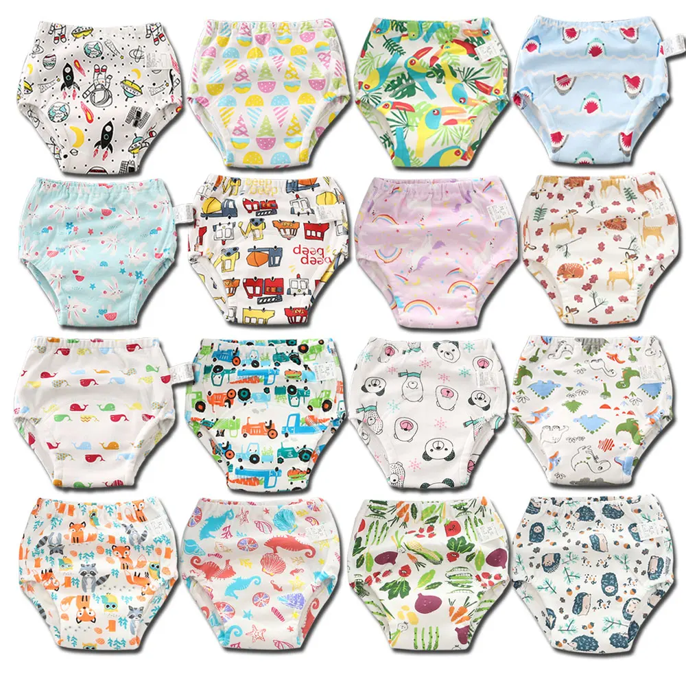 Wholesale 30pcs/lot Reusable Training Underwear for Toddler Washable Cloth Nappy Kids Waterproof Cotton Potty Training Panties