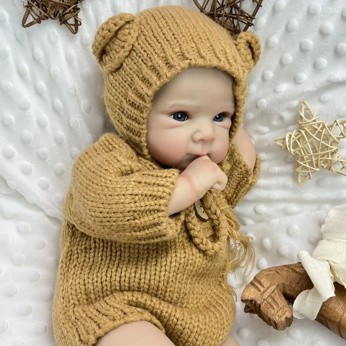 

BZDOLL 18 inch Reborn Baby Doll Toy Lifelike 45 CM Real Look 3D Skin Doll with Blood Vessel Handmade Birthday Gift For Girl