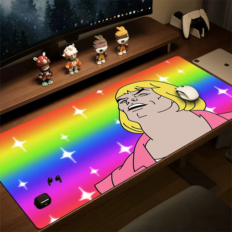 

Large Gaming Funny Mouse Pad Anime Humor Art Desk Mat Non-slip Rubber Base Stitched Edge Keyboard Pads PC Table for Office Decor