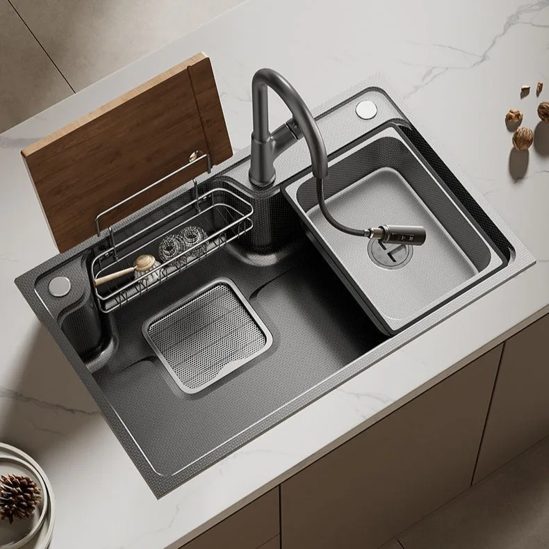 

Раковина, утолщенный 5 мм, стол для посудомоечной машины из нержавеющей стали 304, большой однослотовый двойной фильтр, многофункциональный резервуар для хранения