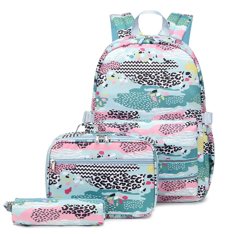 Nuovi zaini scolastici adolescenti ragazze stampa borse da scuola con borsa per il pranzo e astuccio per bambini 3 In 1 Bookbags Set Mochilas Infantil