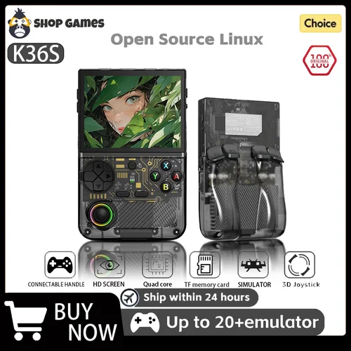 Imagen 1 del producto Nueva consola de juegos portátil K36S, reproductor de sistema Linux, juegos integrados, consola portátil de juegos clásicos, juego de Audio y vídeo, regalo para niños
