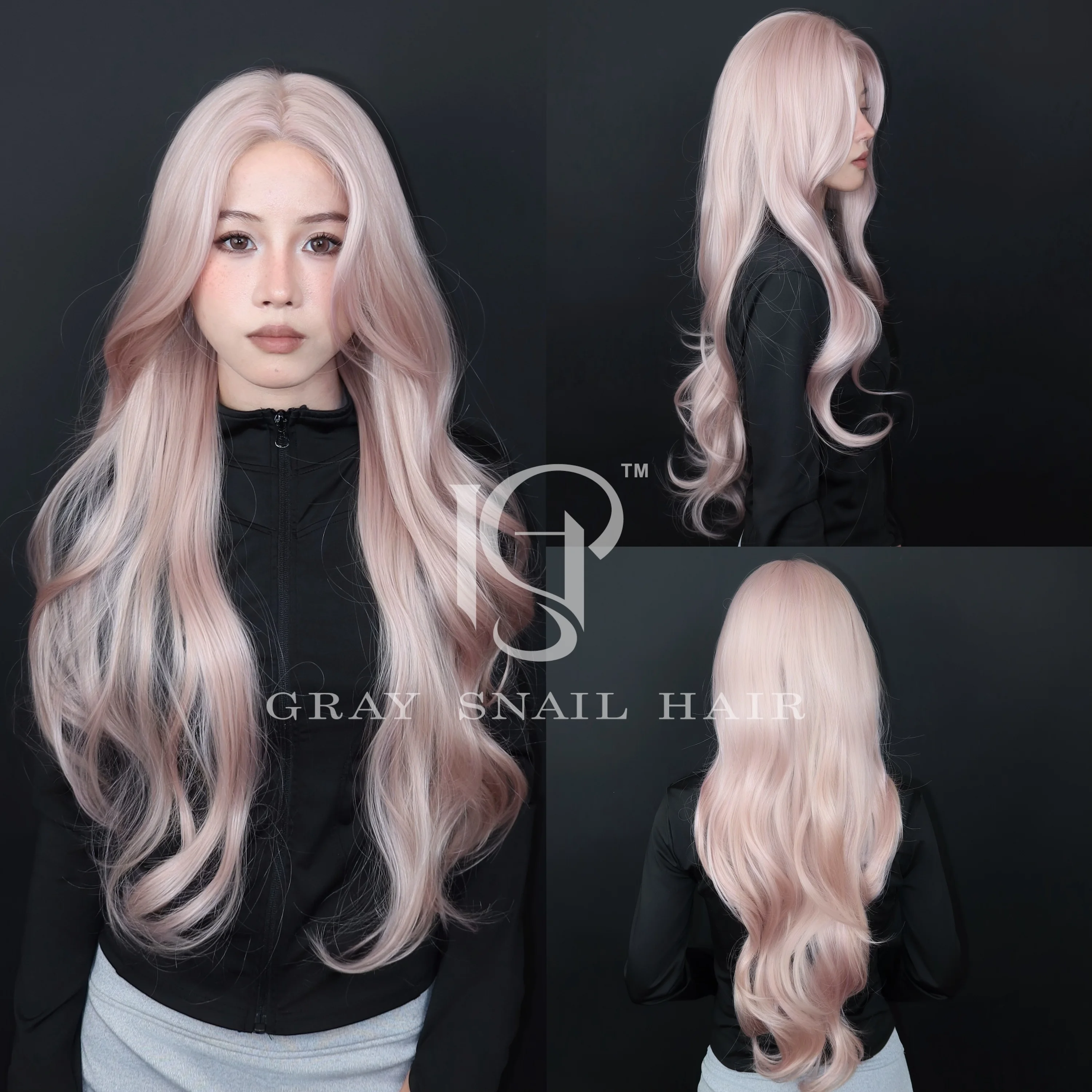 

Pink Long Curly Synthetic Wig with Straight Bangs for Women - Heat Resistant Fiber, Ideal for Cosplay, Parties & Halloween