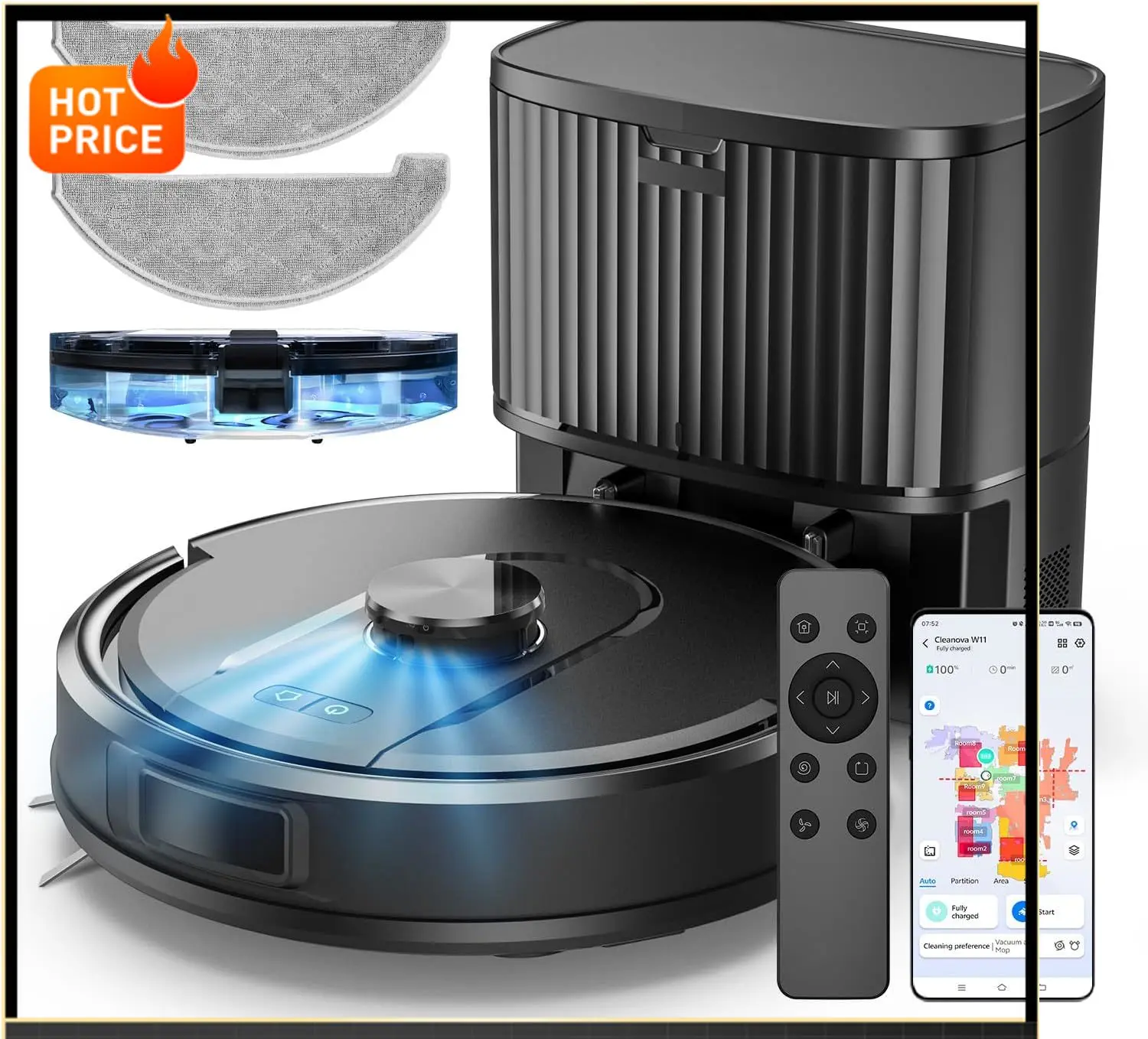 

Бестселлер: Робот-пылесос и полотер с функцией самоочистки, 5000 Па, LiDAR-навигация, 60 дней без участия оператора, 180° вращение