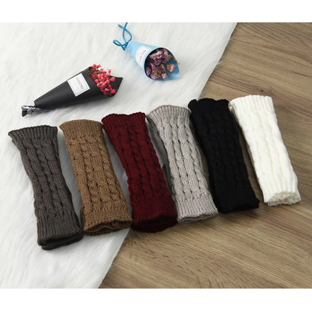 20 سنتيمتر للجنسين الشتاء محبوك أصابع قفازات طويلة الذراع كم تدفئة الإبهام ثقب أسود لينة تنفس الطقس البارد الإكسسوارات #1