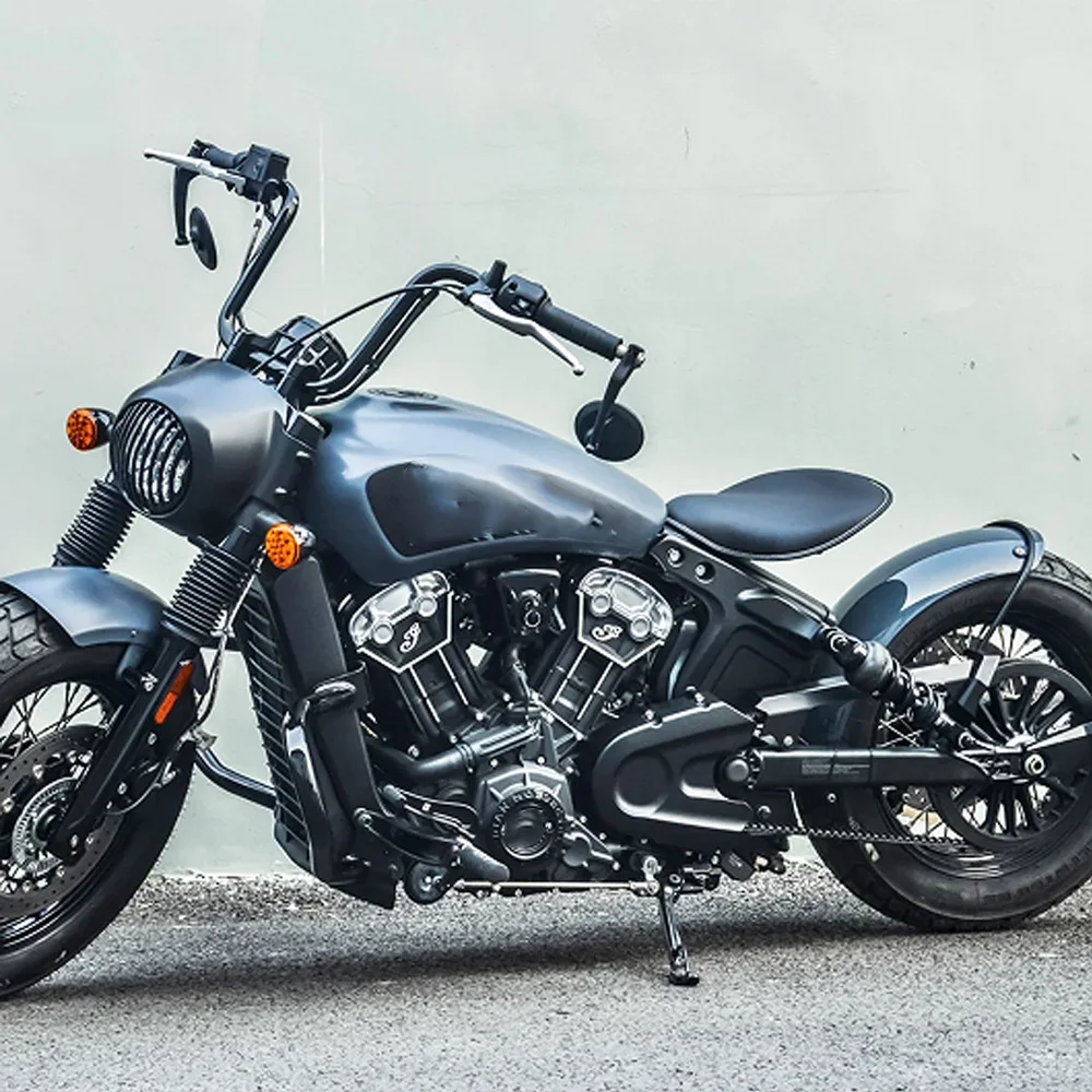 For Indian Scout Bobber Sixty Spring Solo Seat Springer Saddle Vintage Leather No-Drill Accesorios Moto