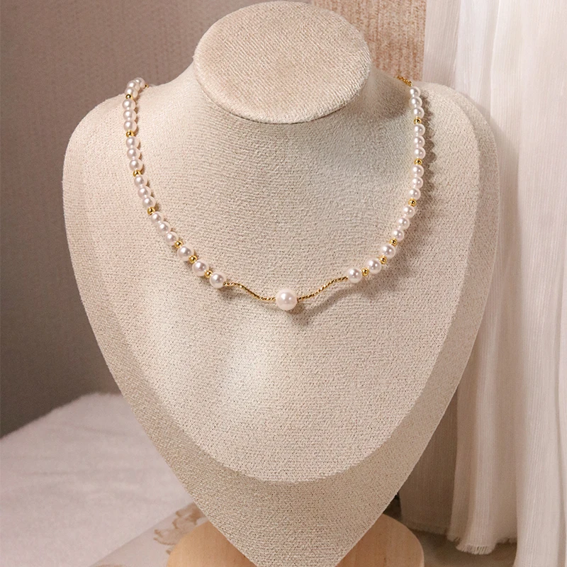 necklace An 18k gold premium crystal pearl copper plated temperament original design S-shaped curved tube necklace