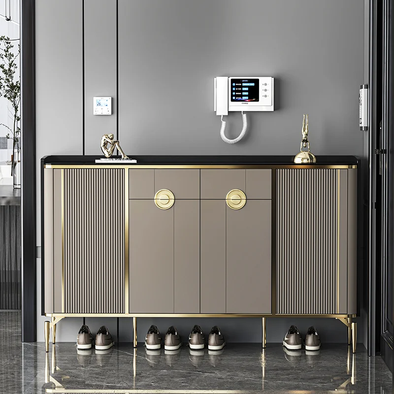 

Italian light luxury shoe cabinet household door entrance entrance entrance cabinet shoe cabinet rock slab countertop shoe