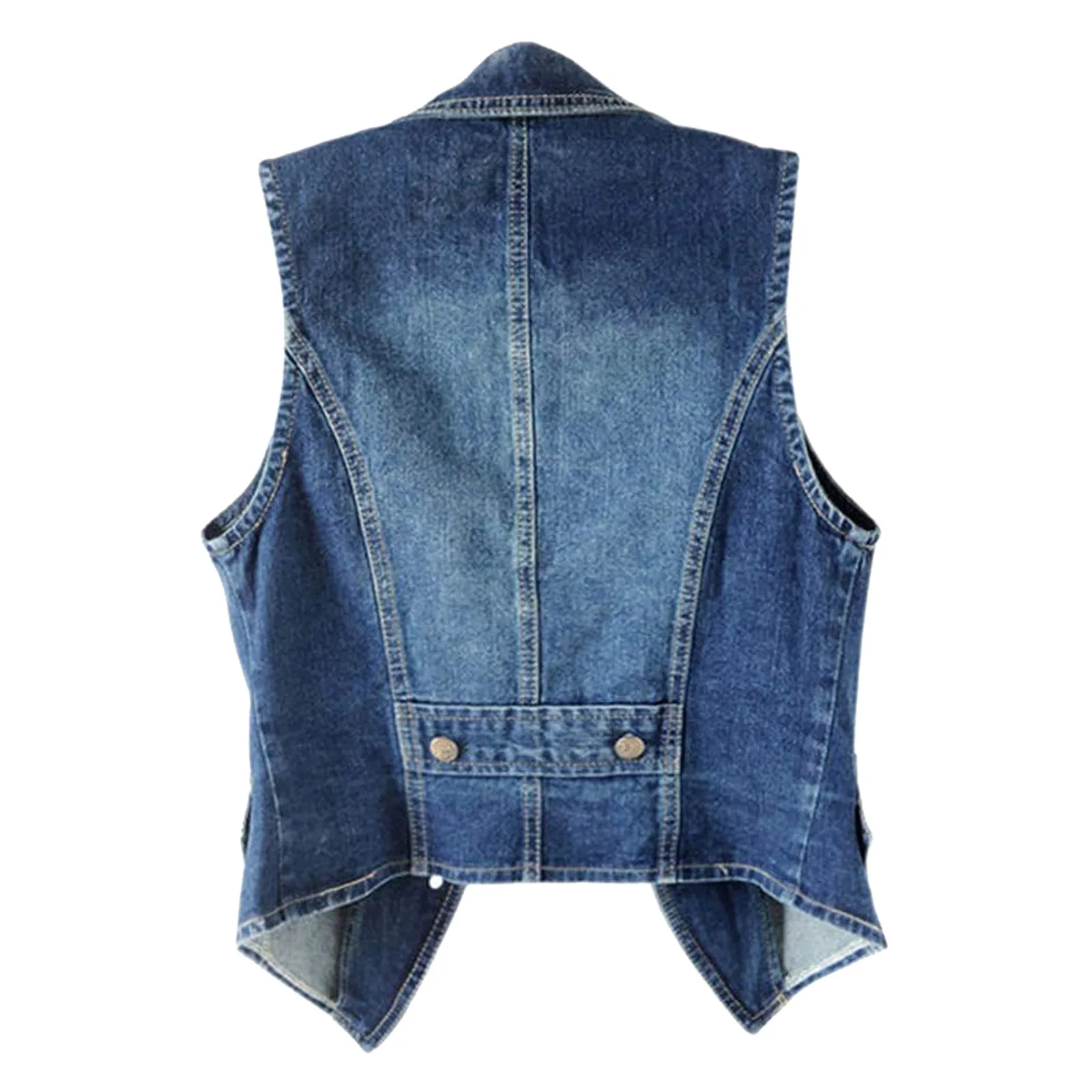 Women Cowboy Waistcoat Denim Jacket Female Spring Autumn Outwear Tops Vintage Button Distressed Short Jean Coat Sleeveless Vest