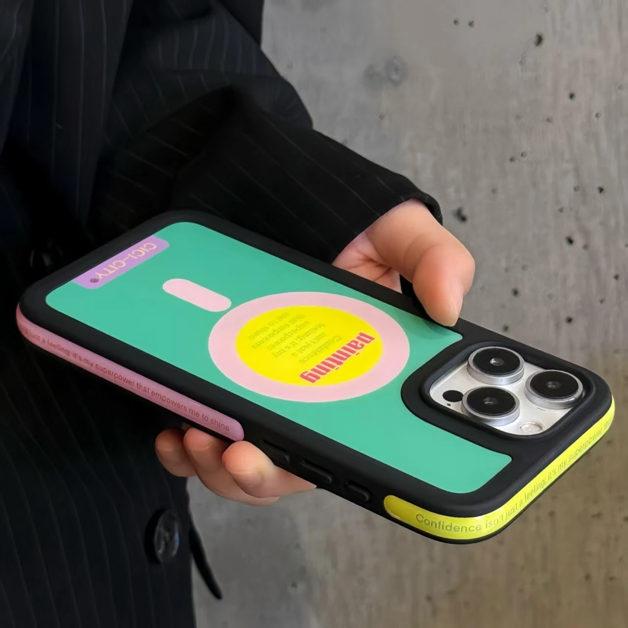 Etui na iPhone 13 14 15 16 Pro Max Magsafe Happy Dapamine Color Anti-Collision Drop-proof Protective Cover dla dziewczyn na lato