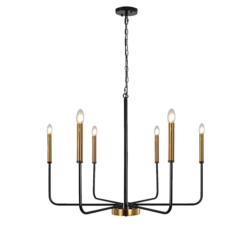 moderno led teto lustre americano dourado e preto candle lamp sala de estar decor restaurante pendurado luz luminaria 01