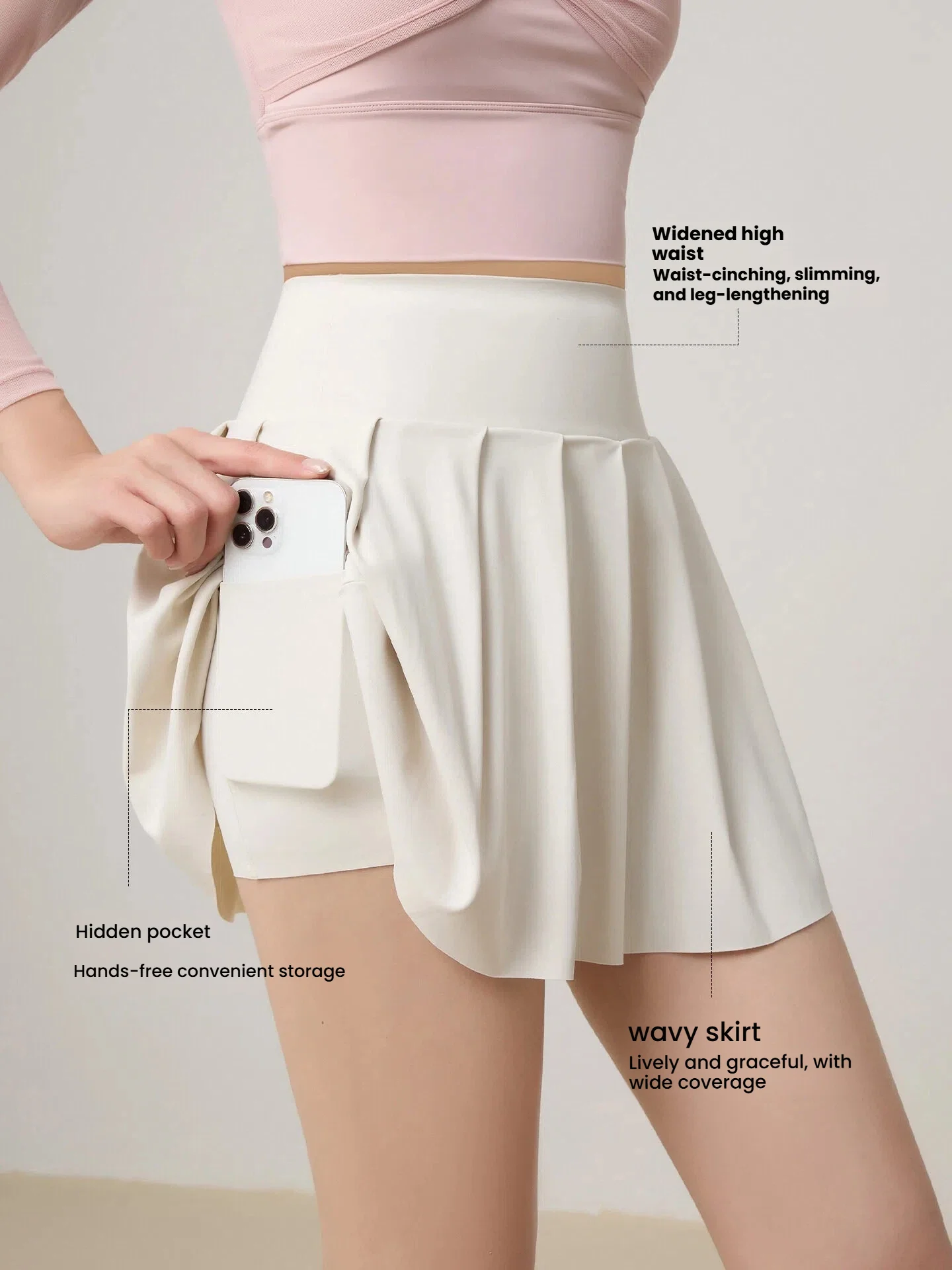 Women's Summer Yoga Skort Quick Dry Sports Skirt Anti-Exposure Pleated Tennis Skirt With Back Pocket For Fitness Running Skirts