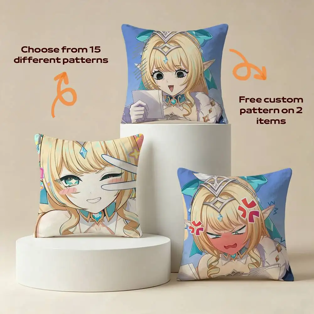 Fanart V-Vesna Spring Sprite Genshin Square Sofa Pillow Cover Solid Color Living Room Home Decor Cushion Case
