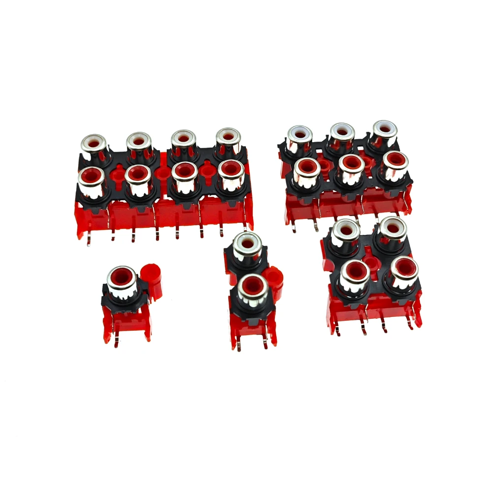 

5PCS New 1P 2P 4P 6P 8P RCA Female Audio Video Plug AV Connector AV2-8.4-13 Red PCB Parts