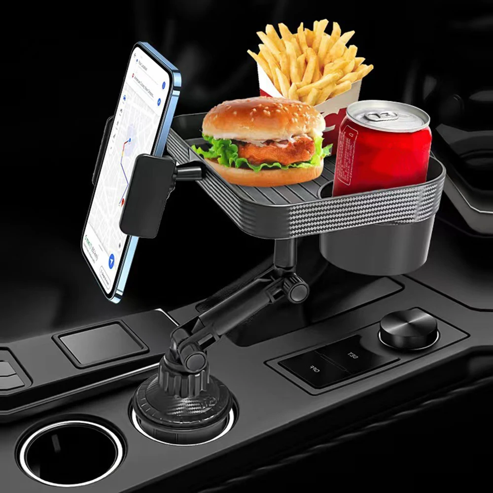 Car Cup Phone Holder Stand Mount Tray 360 Degree Rotation Table Slot Food Organized Adjustable Drink Accesories for phone