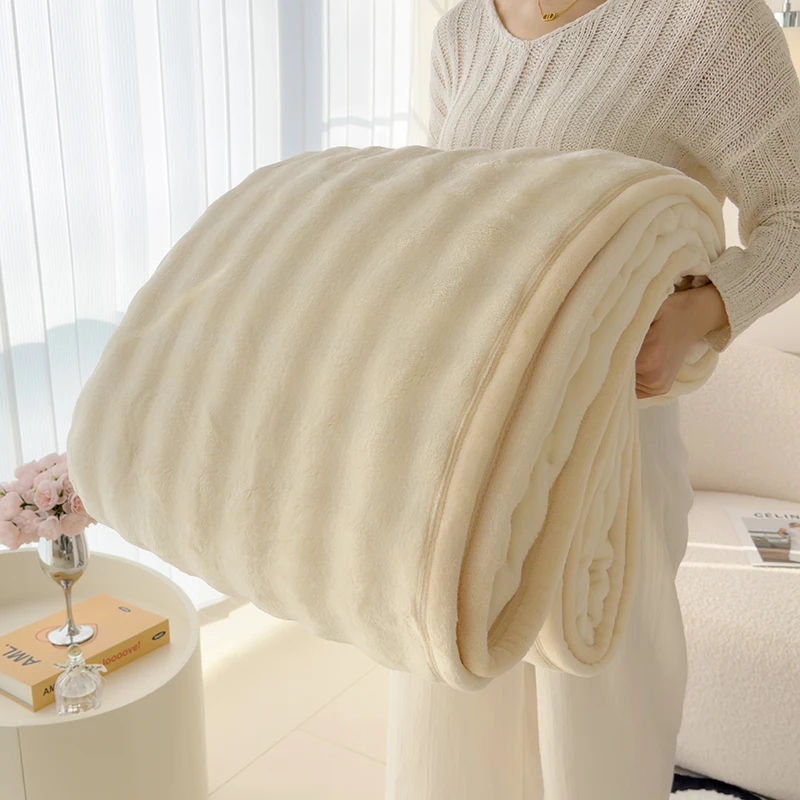 High-weight Mother and Baby Grade Rabbit Velvet Bubble Blanket Double-sided Warm Velvet Non-shedding Microfiber Blanket