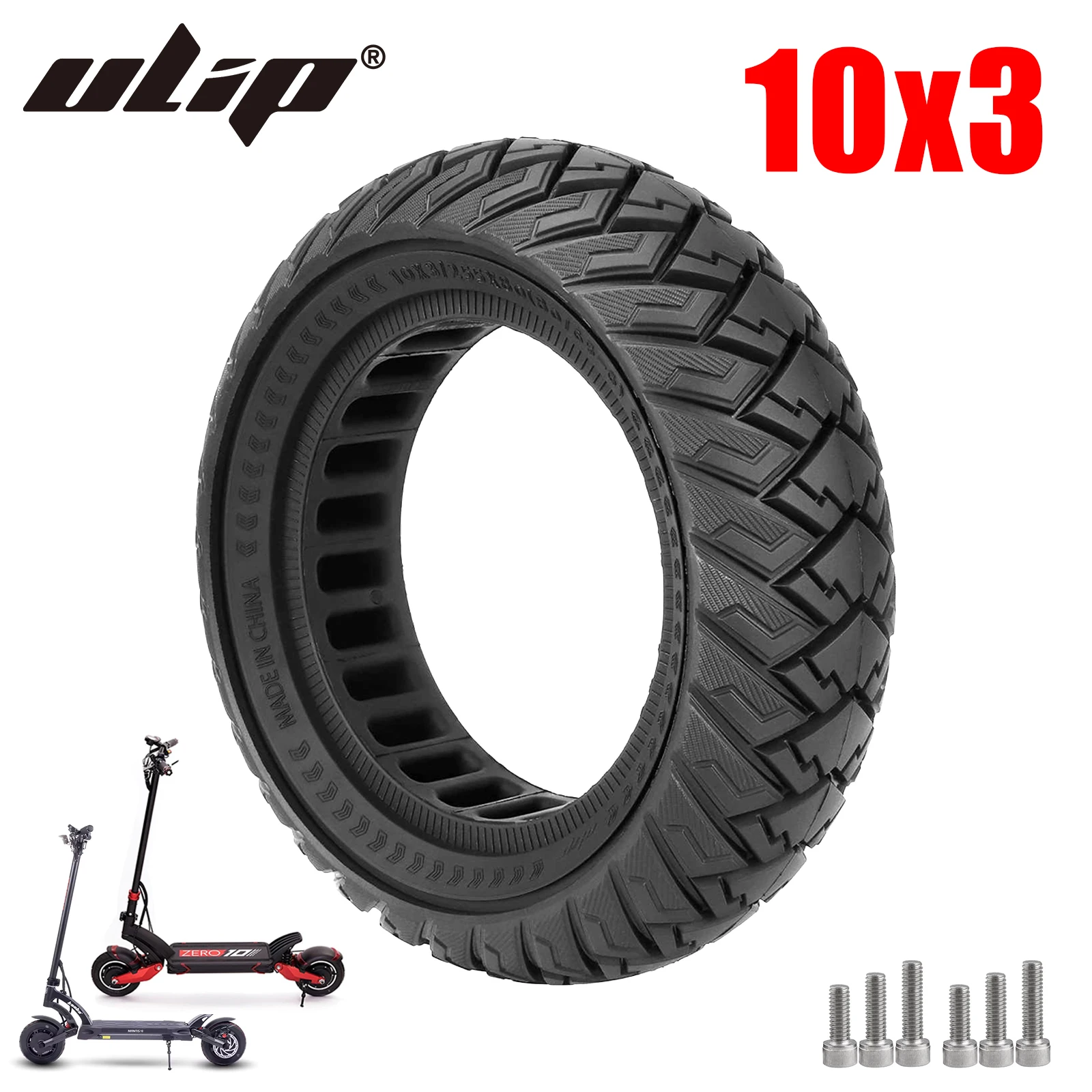 Ulip 10Inch 10x3 Off-Road Solid Tires 255x80(80/65-6) Puncture-proof Tyres For Zero 10x/Dualtron/KaaboKugoo/Inokim/Joyor Scooter