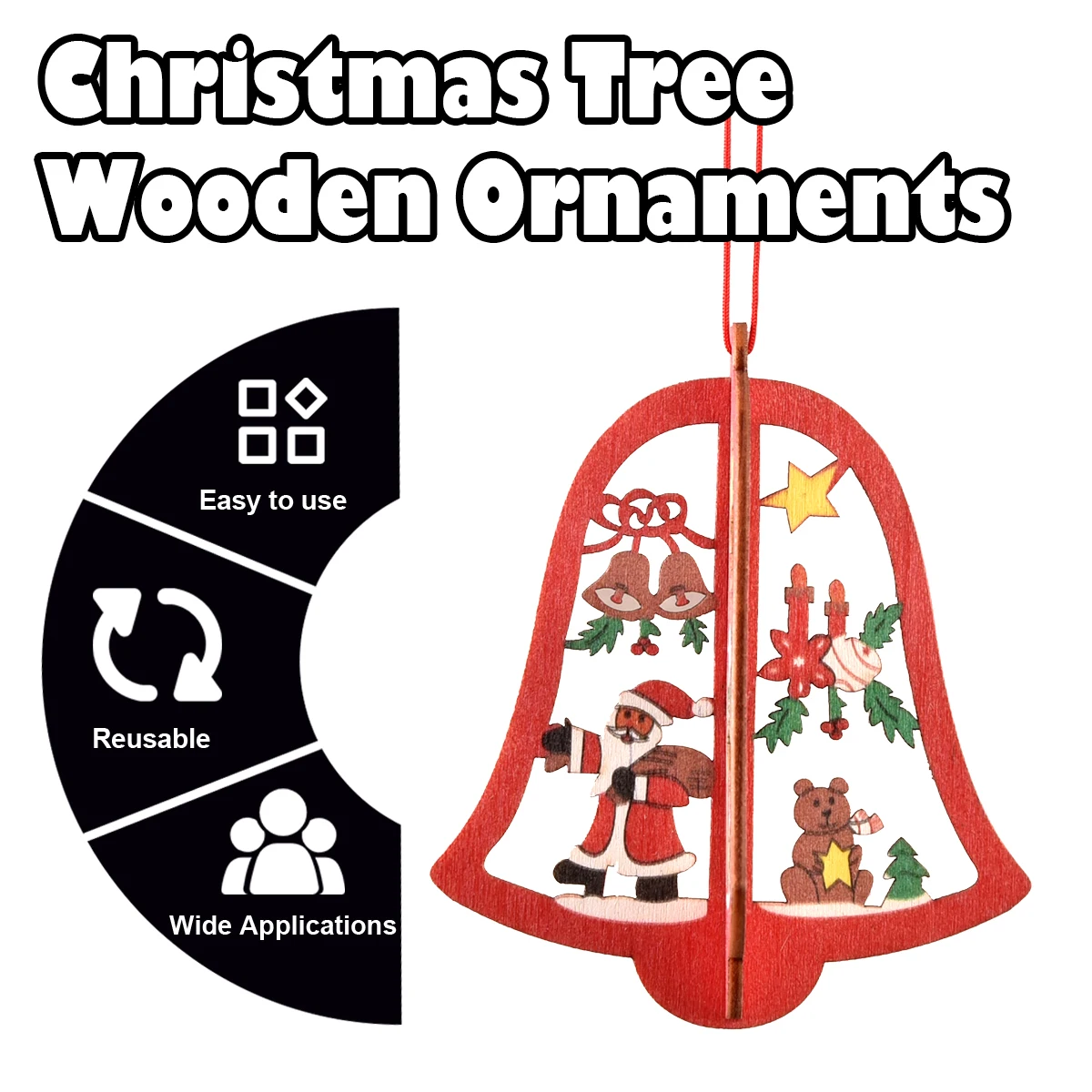 Christmas Wooden Pendants For Xmas Tree Decorative Ornaments Accessories Creative Decorations Hemp Giftorium Trees Bell Ornament