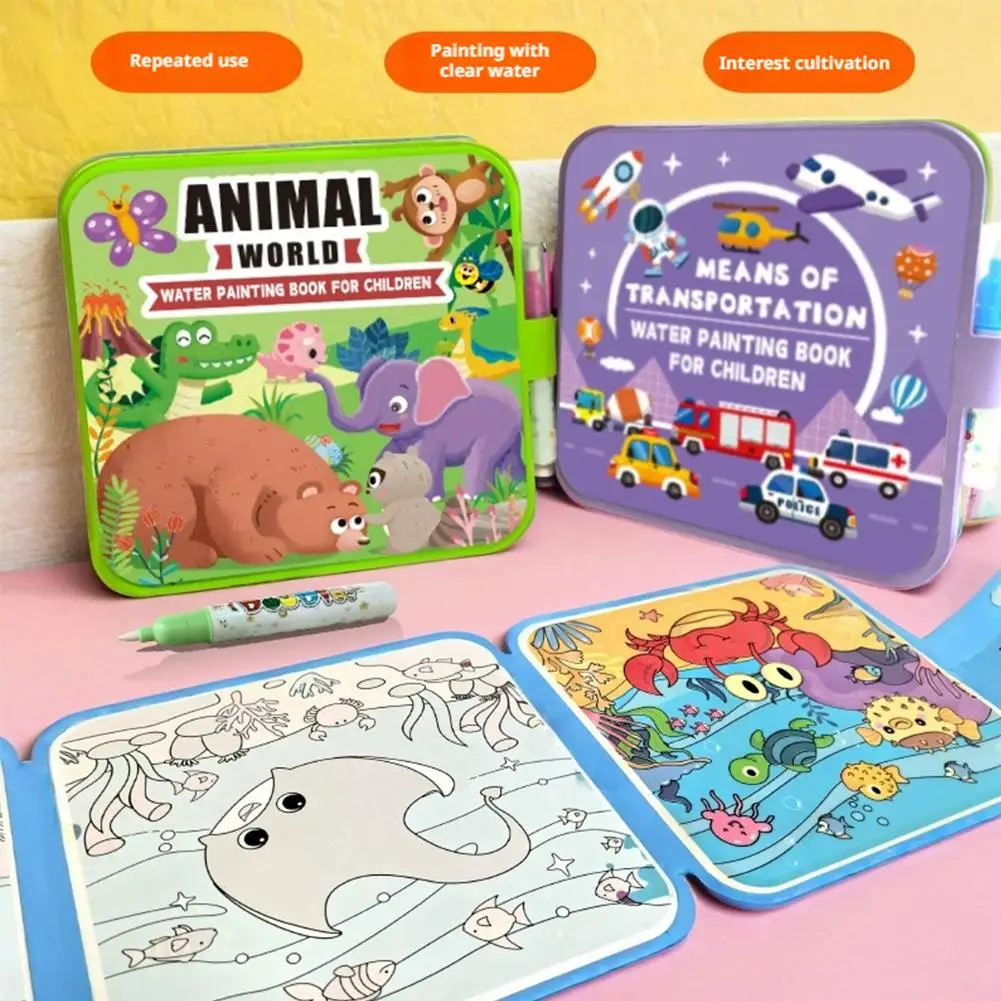 Quaderno da disegno per graffiti pieghevole creativo fai-da-te per bambini Libro da disegno ad acqua magica Libri da colorare Giocattoli educativi