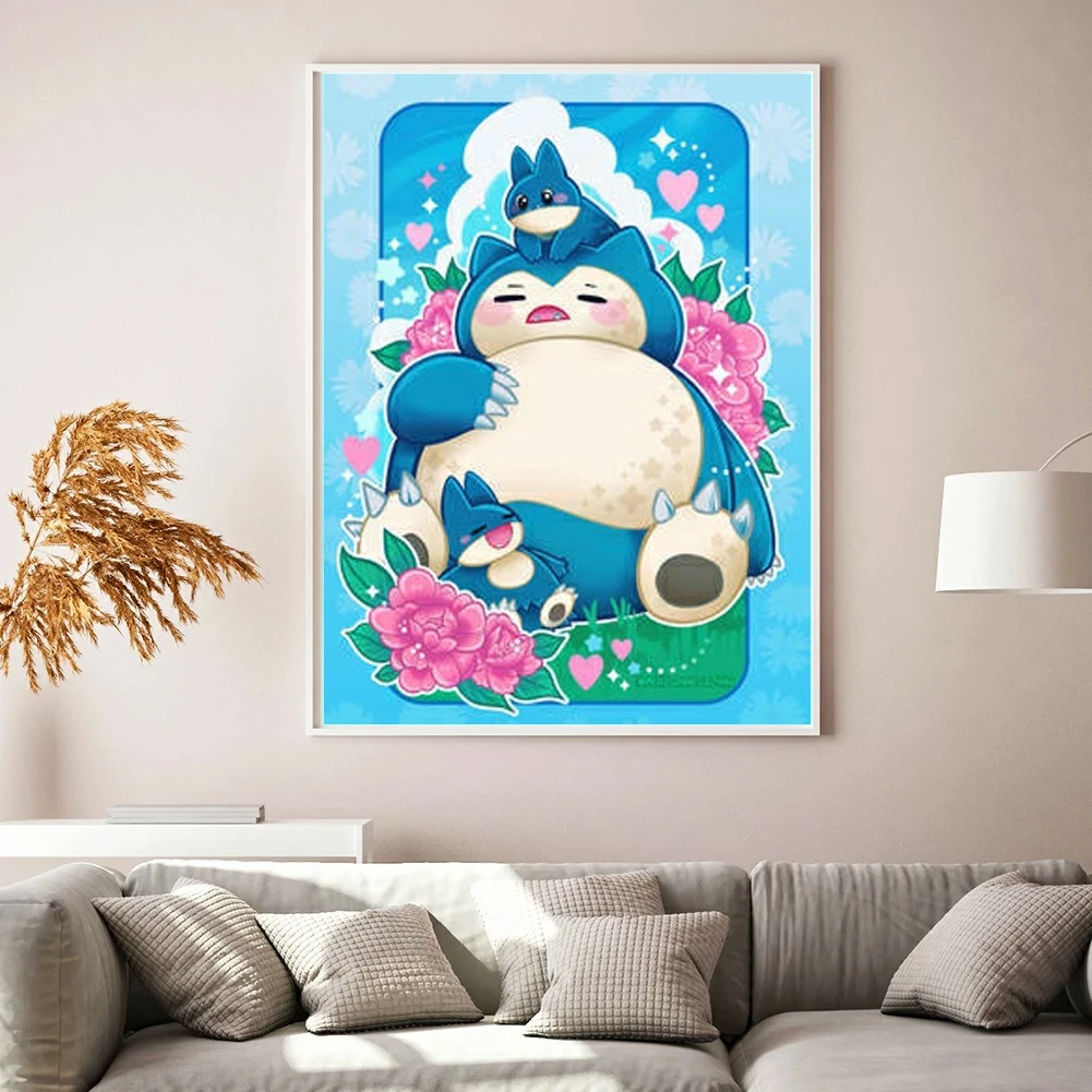 Cute Pokemon Anime 5d Diy AB Diamond Art Painting Kits 2024 Cartoon Snorlax Embroidery Mosaic Cross Stitch Home Decor Kids Gift