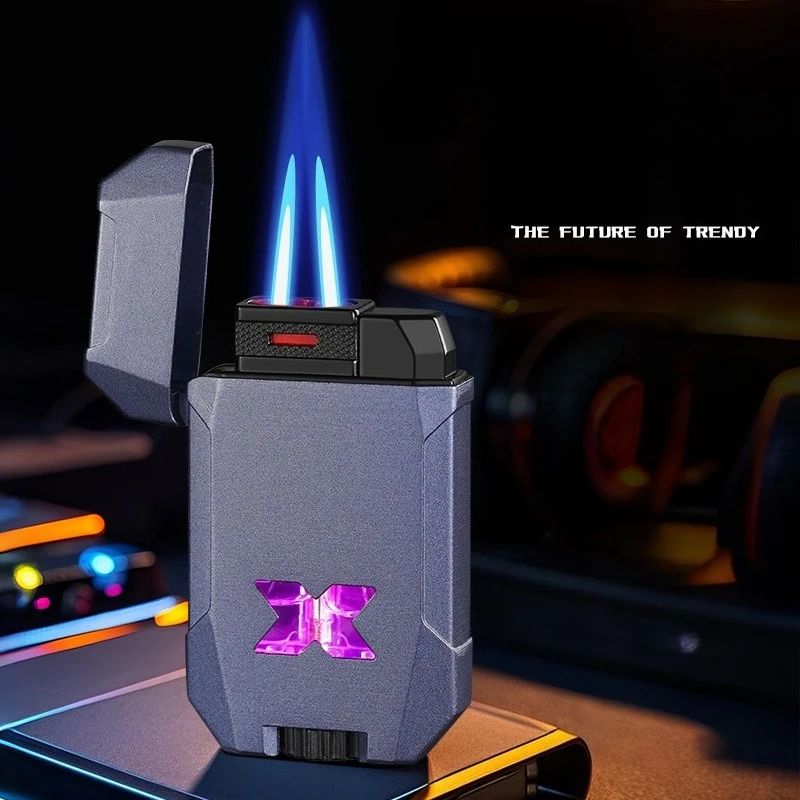 

Gas Torch Cigarette Lighter Creative High Flame Smoking Accessories Amd Mech Air Chamber Dual Direct Charging Ignition Tool