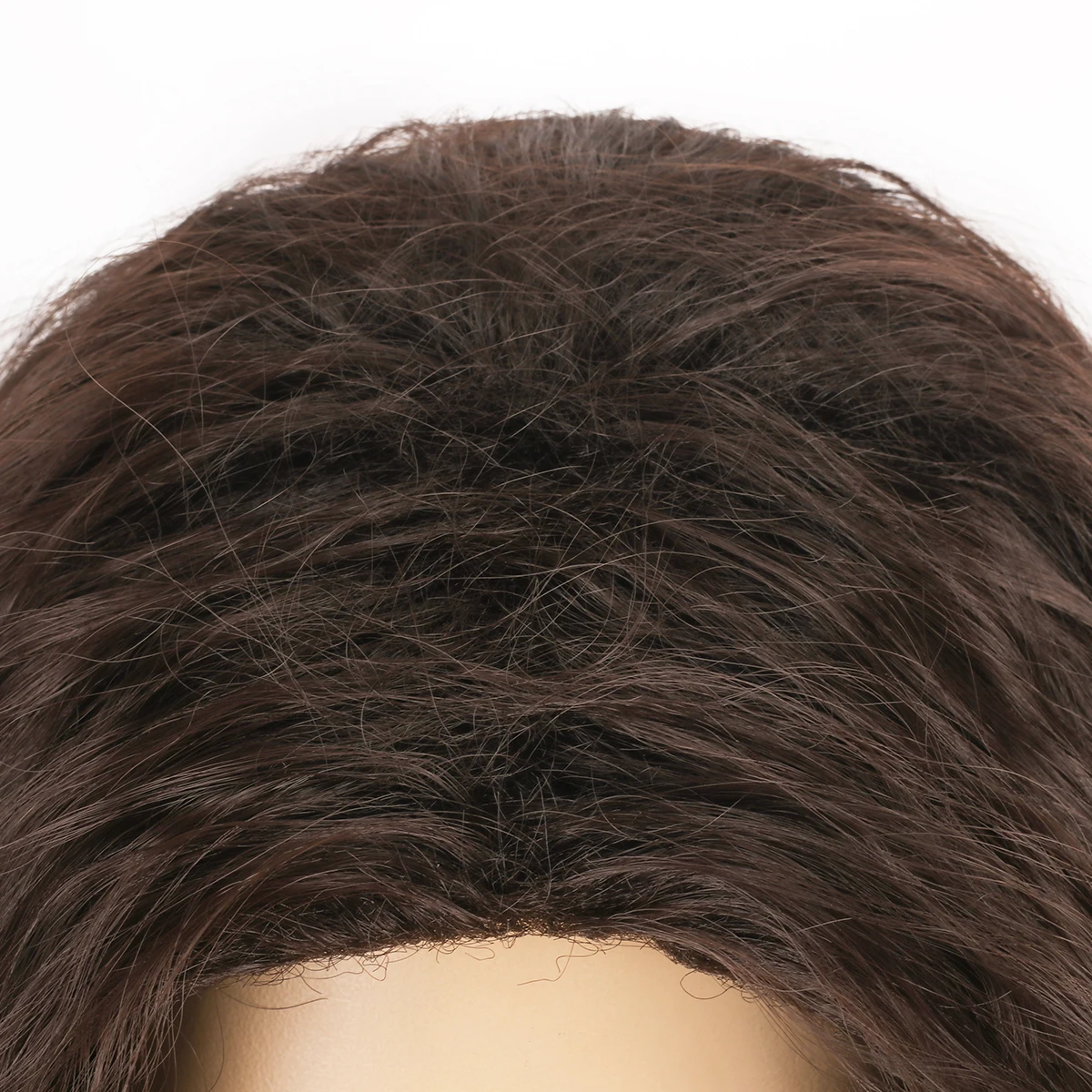 20 inch Long Roll with Split Bangs, Fluffy Dark Brown Men's Bearded Synthetic Wig, Mountaintop Cave Man and Wild Man Costume Rol