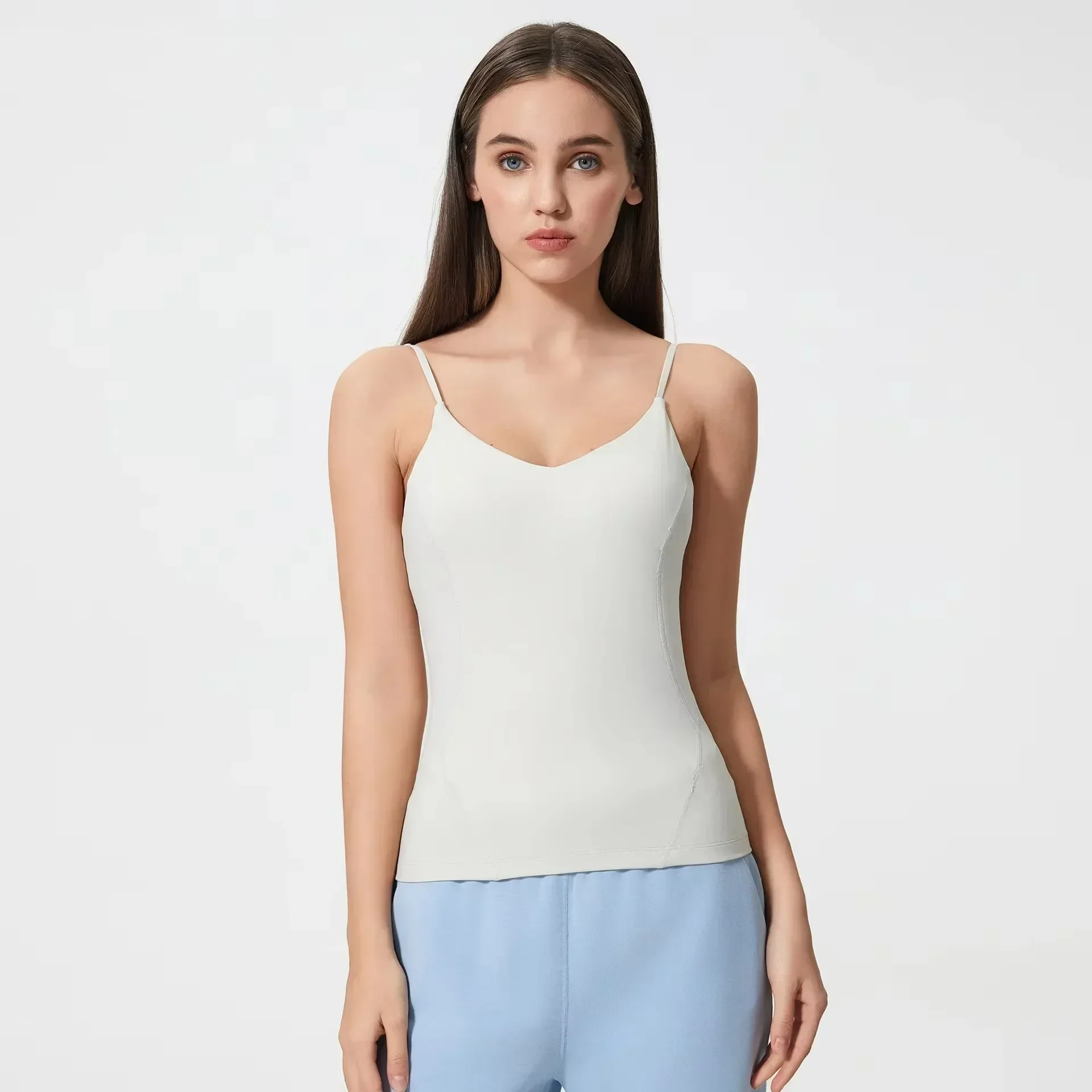

Lemon Women Adjustable Shoulder Strap Slim Fitness Tank Top Running Yoga Clothes Naked Sensation Sling Sport Vest with Chest Pad
