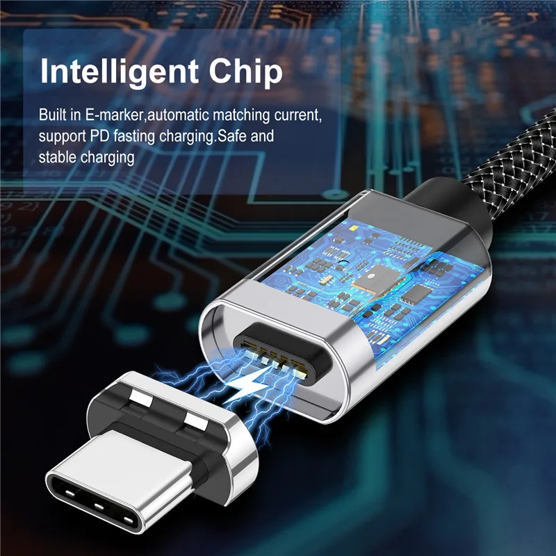 Suntaiho PD 100 واط USB C إلى USB نوع C كابل المغناطيسي 5A شحن سريع USB-C الحبل لسامسونج شاومي هواوي ماك بوك نوع-C شاحن