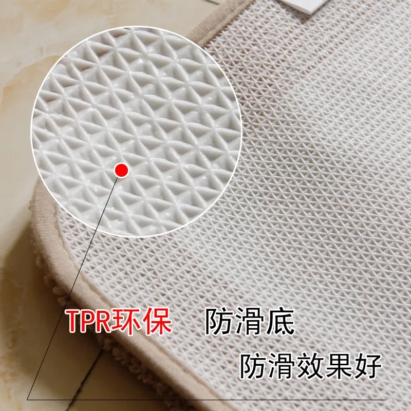 50Cm Oval Toilet Pad Home Square Bathroom Floor Mat Coral Velvet Carpet Bathroom Rug Toilet Non-slip Bath Mats Absorbent Pads