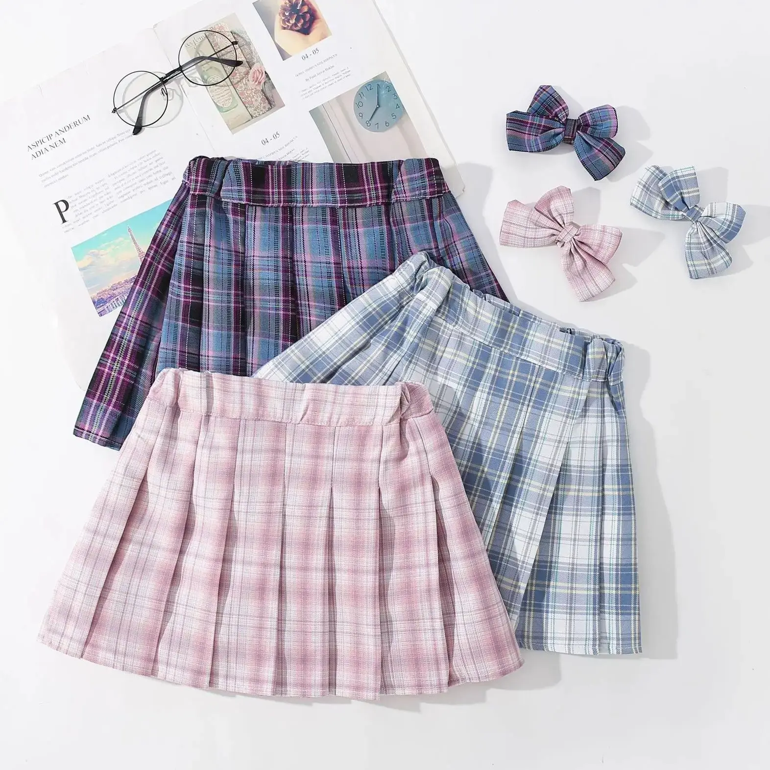 

Children's Uniform Short Skirt Girls' School Style Sweet Outdoor Plaid Skirts