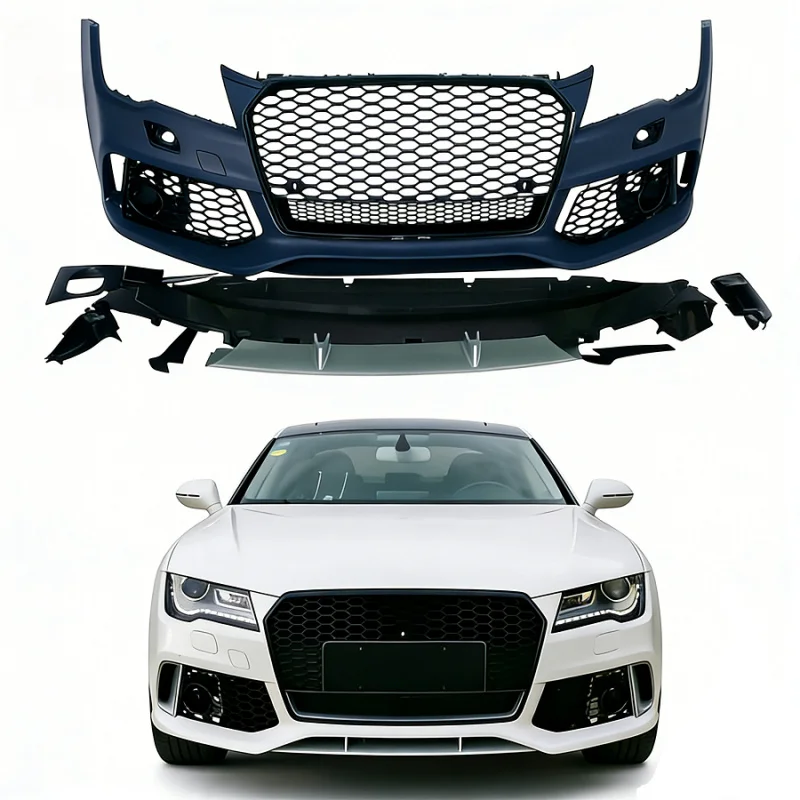 

Suitable for Audi A7 S7 C7 2009-2015, RS7 Style Facelift Front Bumper Body Kit with Grille