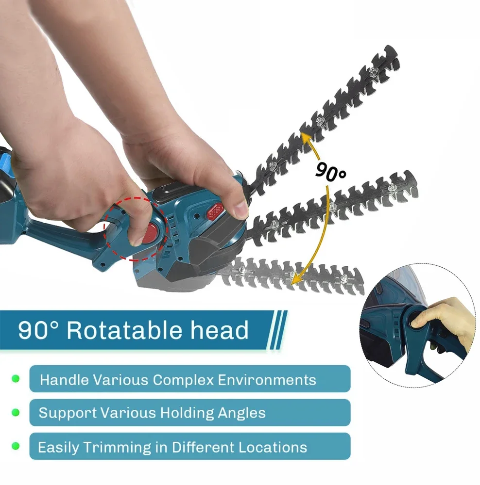 2 in 1 21V Cordless Electric Hedge Trimmer Rechargeable Handheld Household Shrub Weeding Pruning for 18v Makita Battery