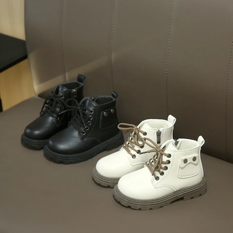 2025 Spring Autumn Winter Ankle Boots Light Girl Platform Shoes Burgundy Beige Black Boys Short Boots Super Cozy Shoes