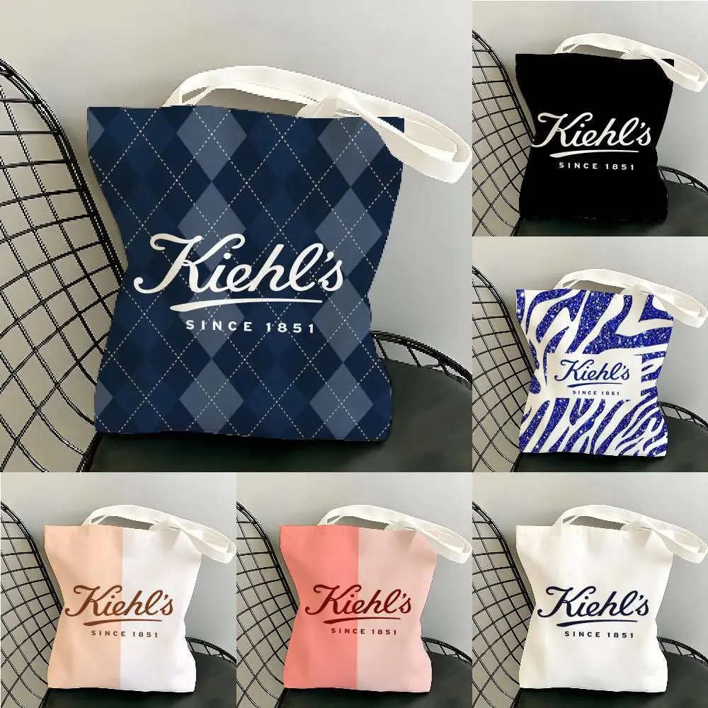 Luxury K-KiehlS Storage Bags Canvas Double-Sided Print Beach Bag Durable Lightweight Shoulder Travel Bag Gift Eco