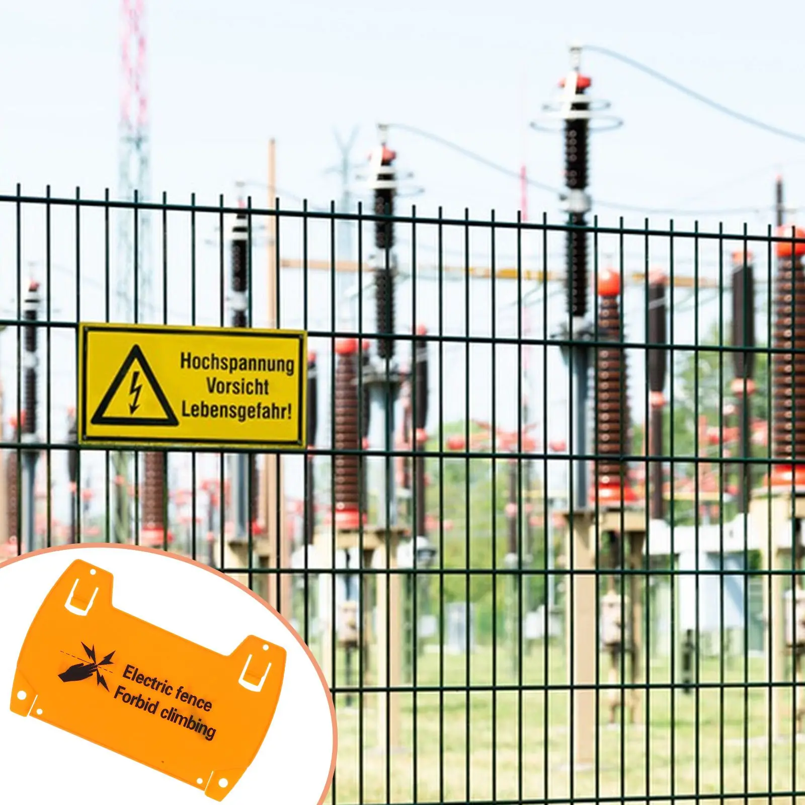 Electronic Fence Warning Sign Home Security Signs Outdoor Yellow Plastic Safety