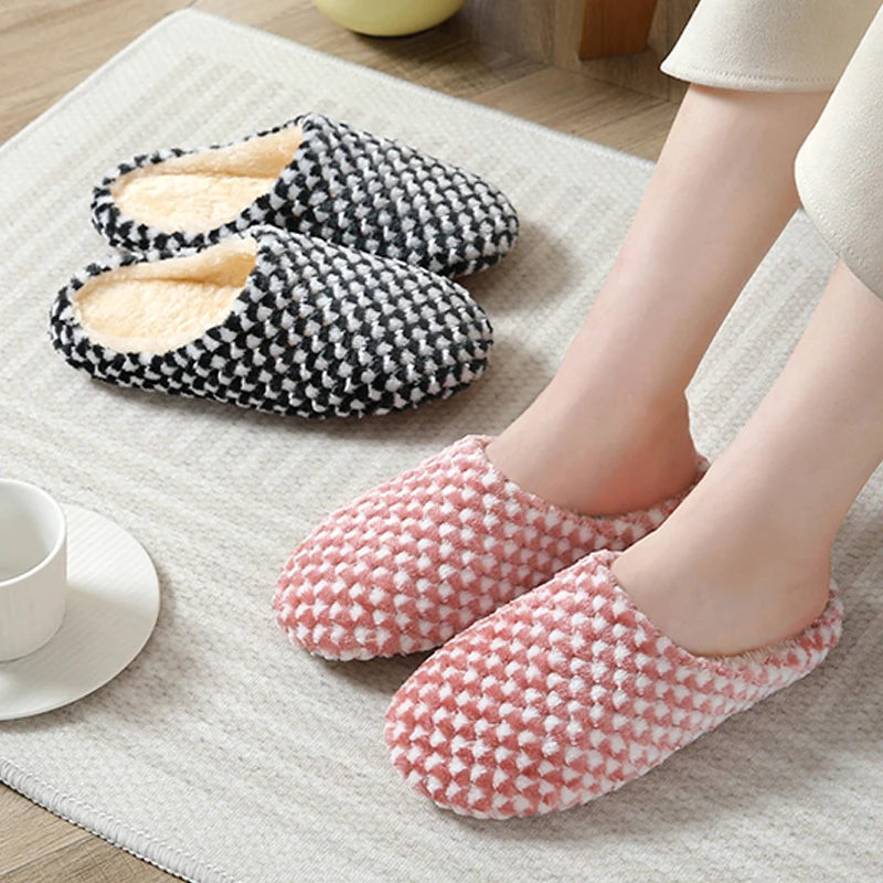 

Men Women Winter Warm Slippers Plush Lovers Home Slipper Couple Indoor Anti Slip Shoes House Floor Soft Bottom Mute Slipper