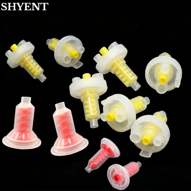 

50PCS/bag Dentistry Disposable Dynamic Dental Delivery Head 5:1 Red Yellow Silicon Rubber Machine Mixing Nozzle Dental Materials