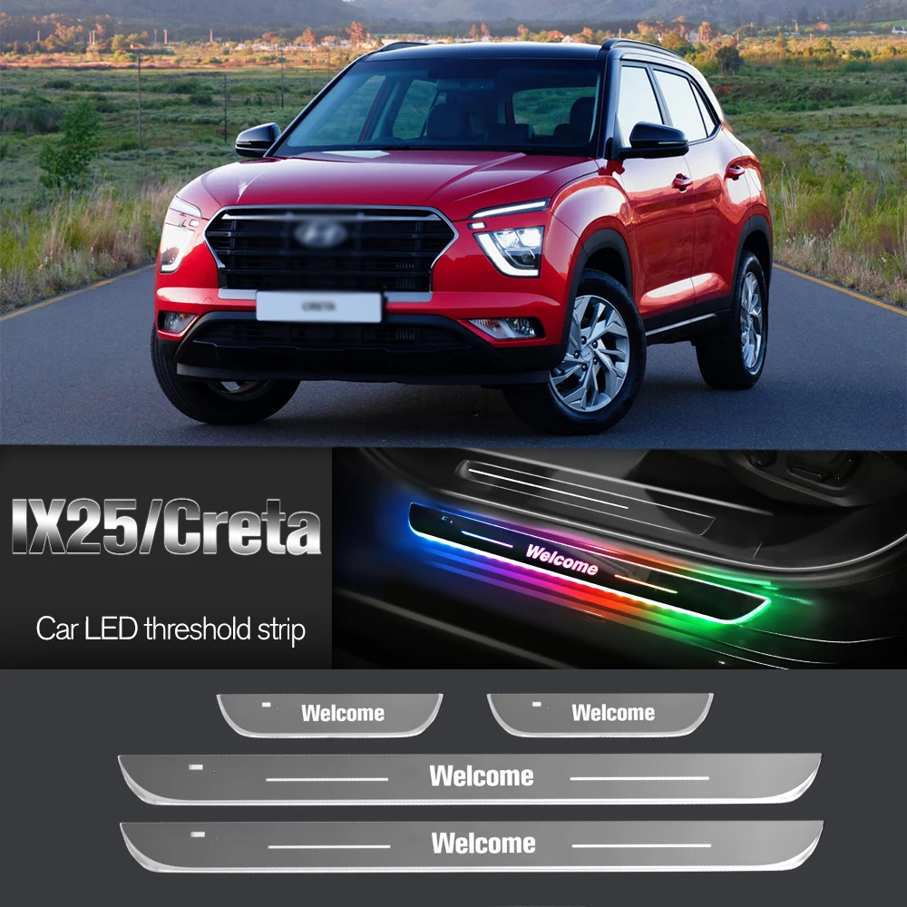 

Car Door Sill Light For Hyundai IX25 Creta 2014-2019 2015 2017 2018 Customized Logo LED Welcome Threshold Pedal Lamp Accessories