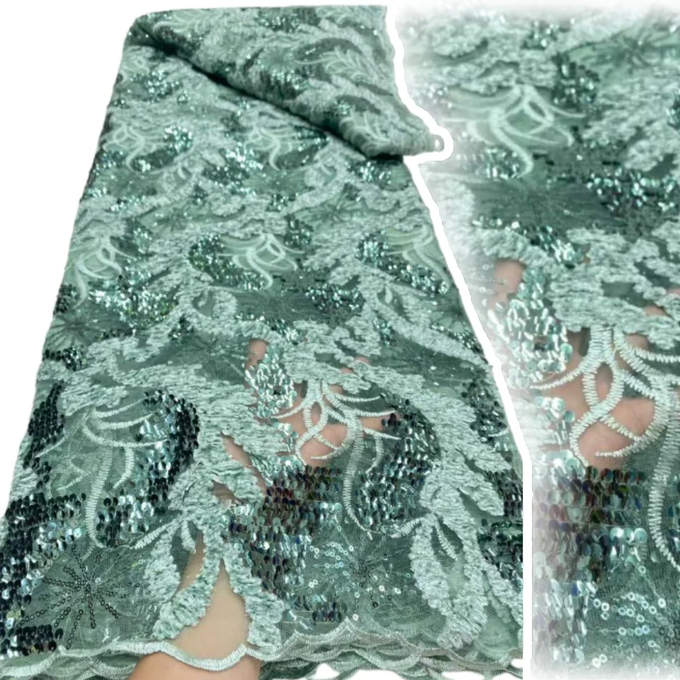 

2025 новейшая французская тюлевая кружевная ткань высокого качества, африканская кружевная ткань с вышивкой и блестками, кружевная ткань для шитья платья A1493