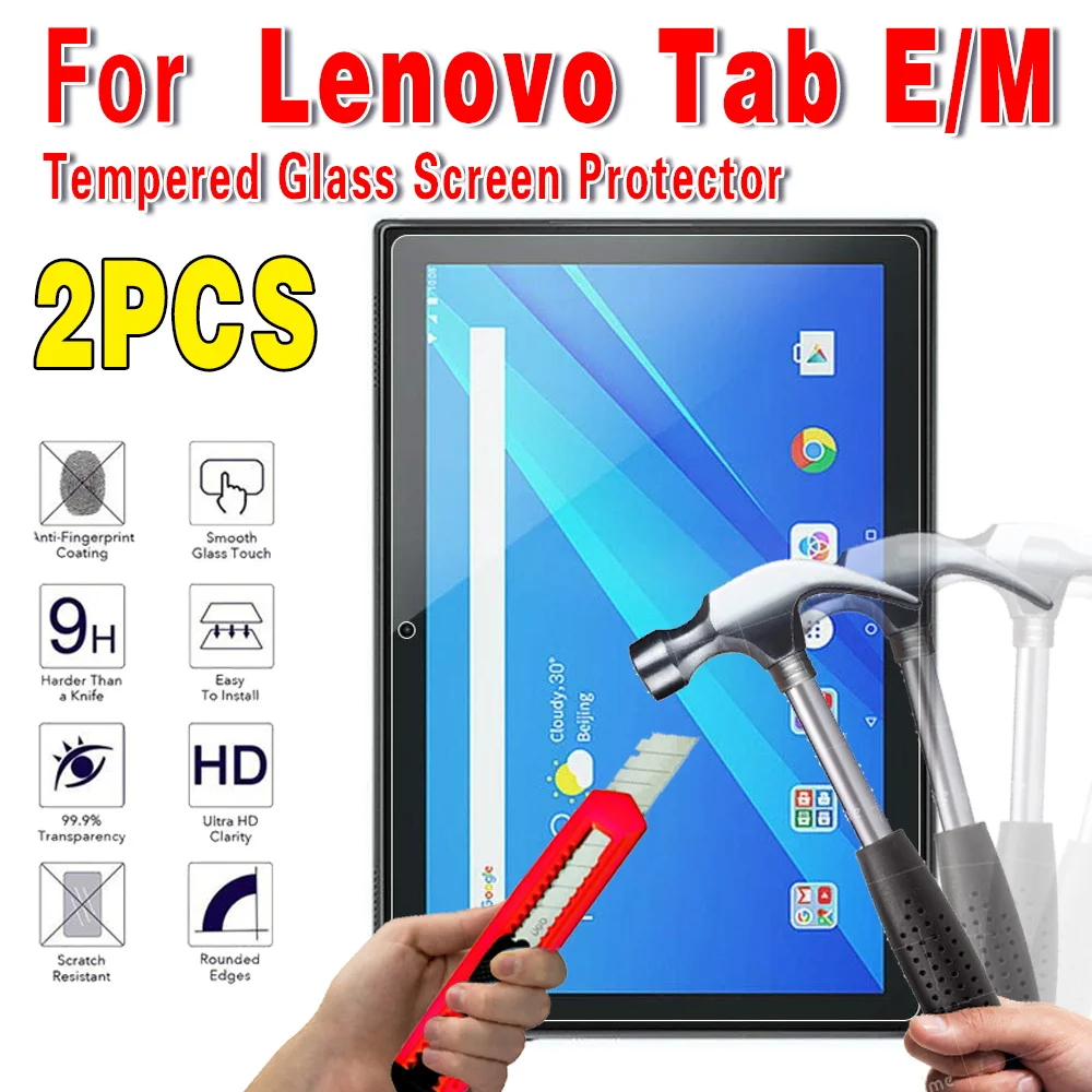 

2Pcs Tempered Glass for Lenovo Tab E7 E10 M7 M8 M10 TB-X605F/M10 FHD PLUS 10.3 inch Full Cover Protective Screen Protector Film