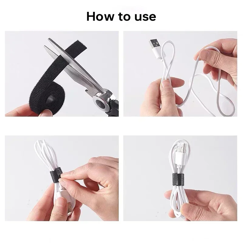 Wholesale 5M/Roll 12mm Width Nylon Cable Organizer Free Cut Ties USB Cable Winder for Mouse Earphone Cord Management Tool
