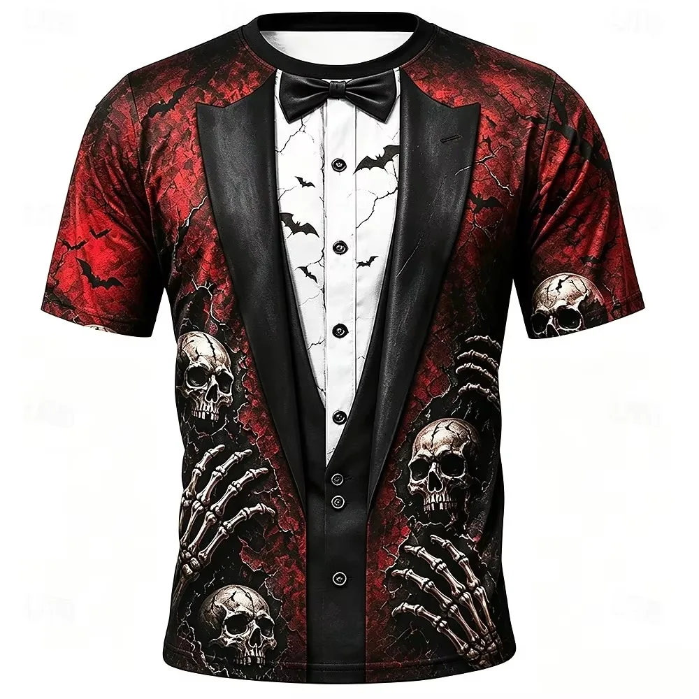 Halloween Men's Cool Skulls T Shirt Short Sleeve T shirt 3D Print Crew Neck Shirt Exaggerated Design