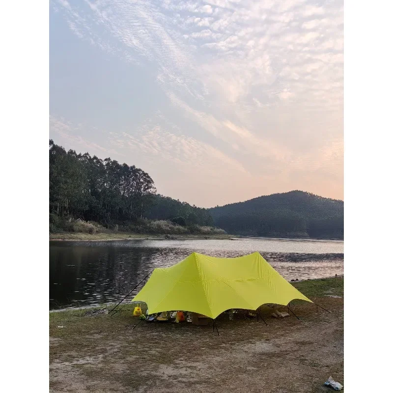 2026 Custom Logo Two-Peak Canopy Triple Layer High Space Camping Tent for 8 People Big Size Sun Shelte Poles Waterproof