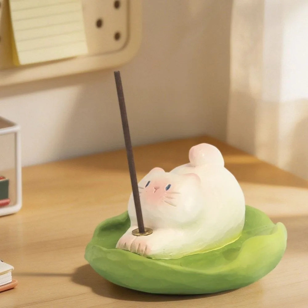 Fun Gifts Resin Cat Figurine Mini Cute Incense Stick Stand Creative Leisure Desktop Ornament Desktop Decoration