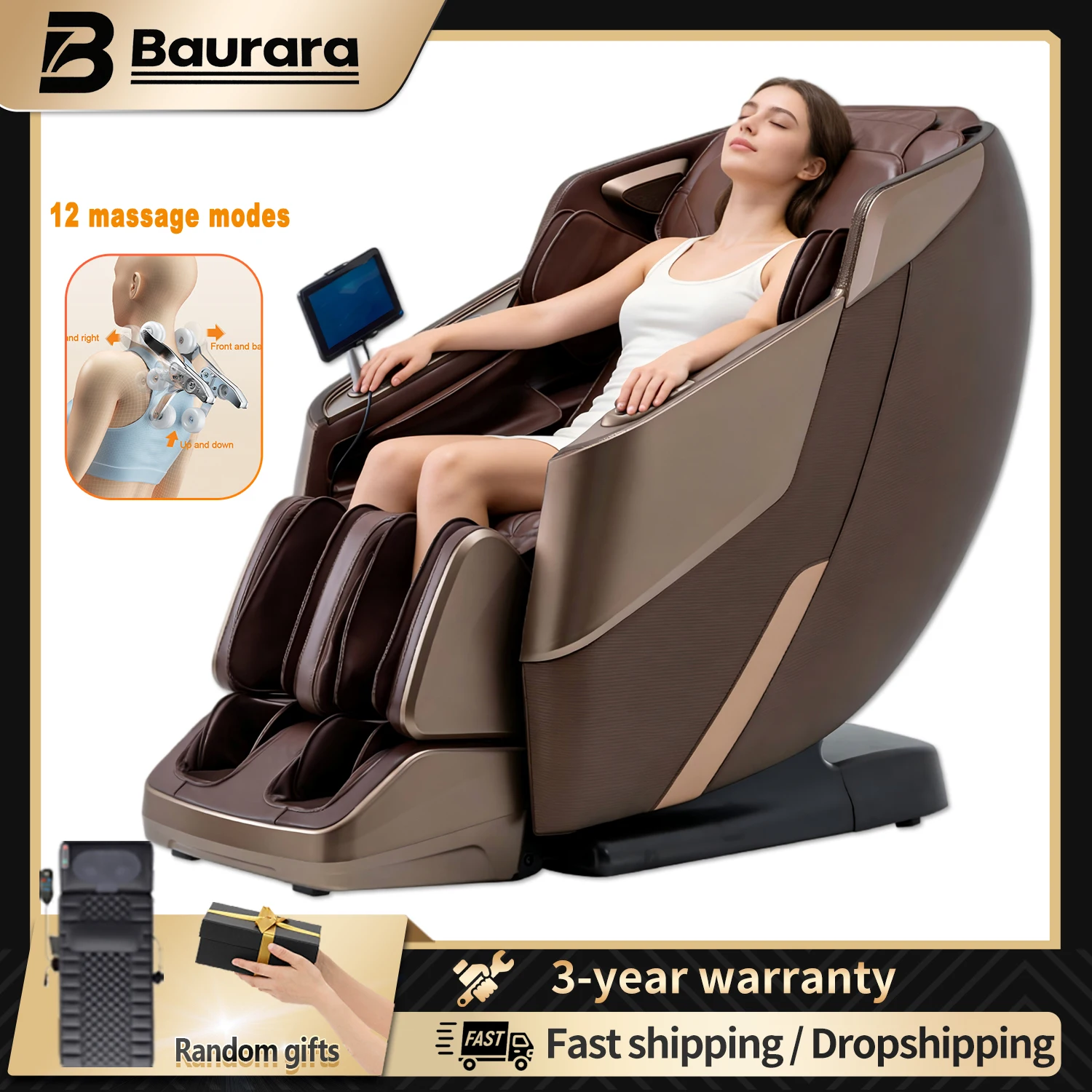 

3-year warranty 4d massage chair zero gravity SL Track Body Recliner with Heat AI Voice Control Health Scan Lumbar Heating chair
