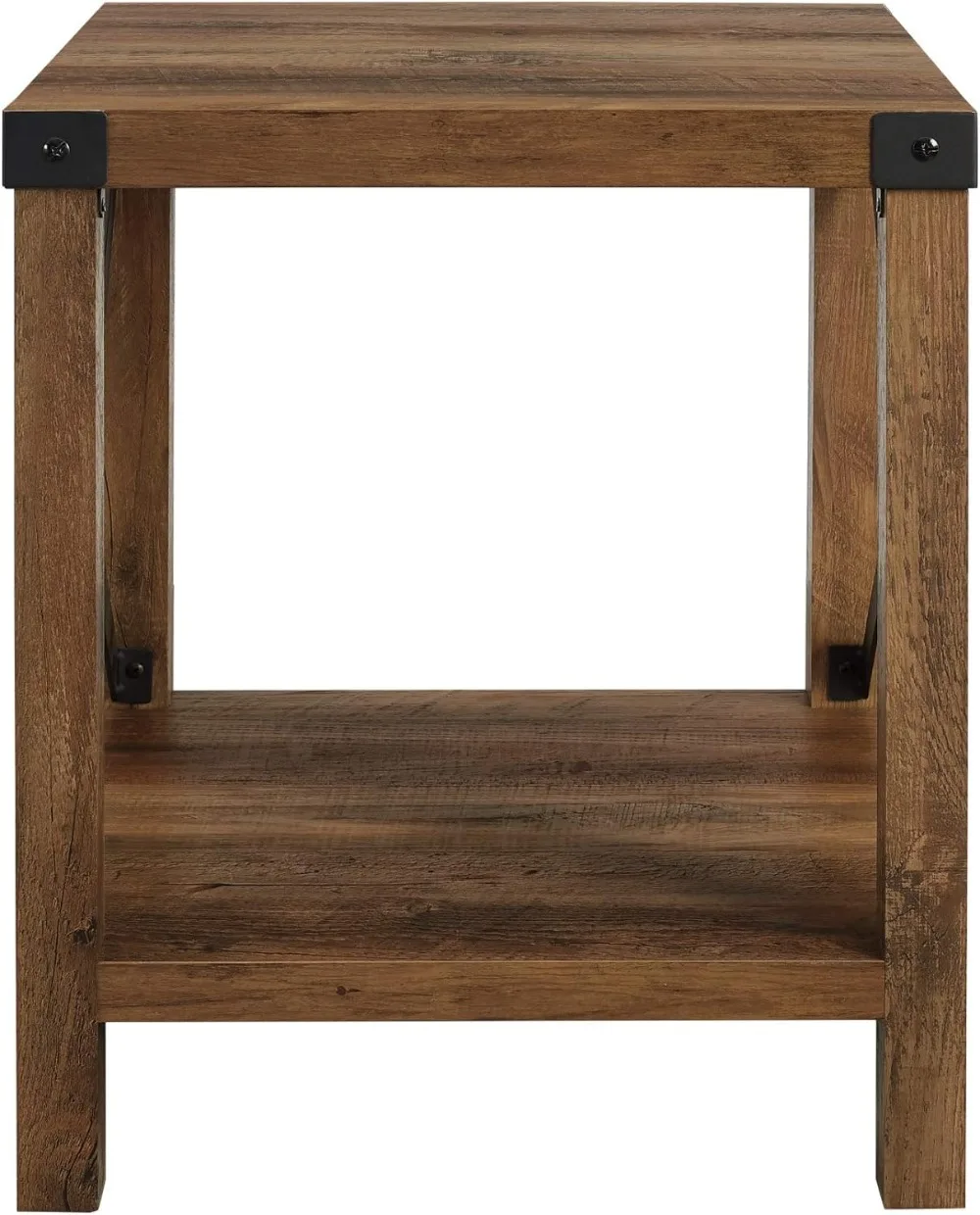 Walker Edison Sedalia Modern Farmhouse Metal X Side Table, 18 Inch, Rustic Oak