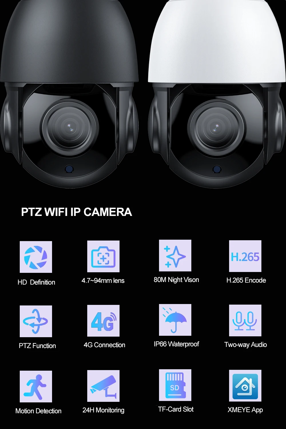 xmeye 4K 5MP 36X  Zoom PTZ IP Camera Outdoor 100M Night Vision 5MP 4.7~94mm Optical Zoom WiFi Speed Dome Security Camera