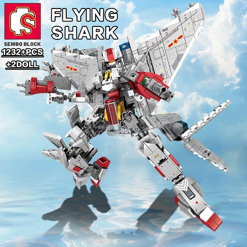 2-IN-1 Transformer Rotots Deformation Fighting Jet Aircraft Building Blocks Vehicle Bricks Playsets  Compatible With Lego Toys