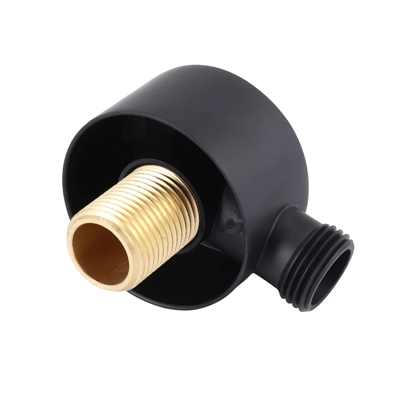 Gomito di alimentazione a parete, accessori per connettore per tubo doccia rotondo in ottone per montaggio a parete G1/2 pollici uscita acqua per doccia-nero