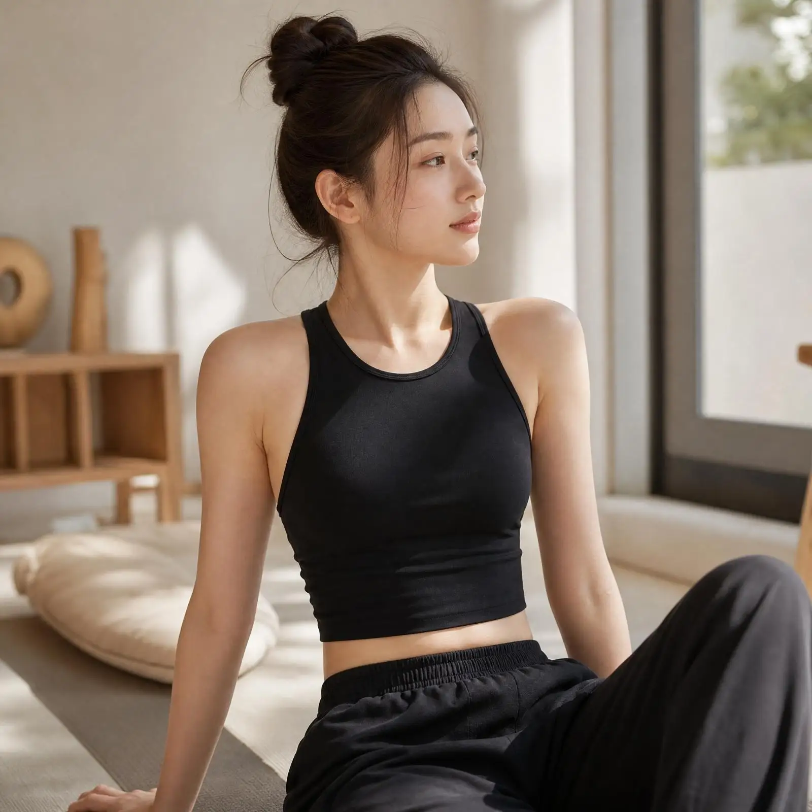 Womens Sports Bra No Underwire Molded Cups Racerback Seamless Fitness Bra Yoga Activewear